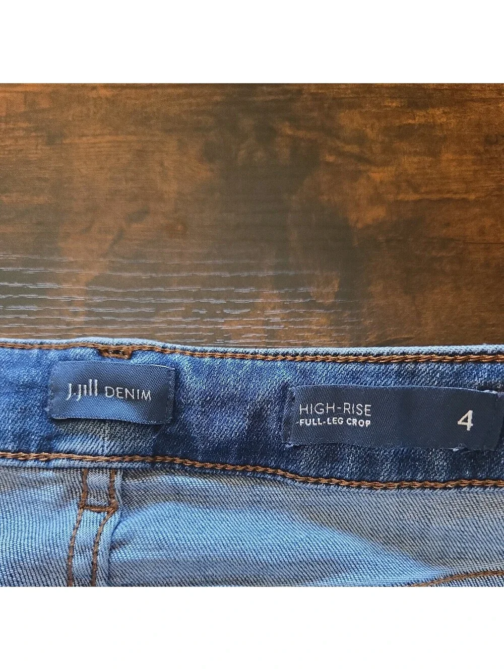 J Jill High Rise Full Leg Crop Medium Wash Jean Sz 4 Wide Leg Boho Womens